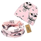 iZivかわいい赤ちゃん帽子スカーフ幼児ソフトコットン帽子とスカーフセット、0-2歳のファッションスタイル春秋（ピンクパンダ）