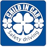imoninn CHILD in car ステッカー　【マグネットタイプ】　No.18　クローバー　（青色）