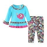 LittleSpring ベビー服 子供服 長袖 シャツ パンツ セットアップ 女の子 スウェット 部屋着 保育園 新生児 幼児服 肌着 ブルー 24M
