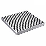 hanebath 6インチスクエアシャワー床ドレインwith Removable Grate – 304ステンレススチール製、つや消しステンレス