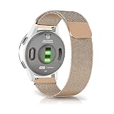 SeGinn Huawei Watch GT 6 41mm/Huawei Watch 5 42mm 対応 バンド 18MM 交換ベルト 磁気 バックル付き ビジネス風 ファーウェイウォッチ gt 5 Pro 42mm 交換バンド ステンレス製 コンパチブル Garmin Venu 4 41mm/Venu 3S 替えベルト (ローズゴールド)