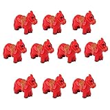 【ノーブランド品】ドールハウス ミニチュア　スティード馬　動物　ガーデン 装飾品 アクセサリー 庭の装飾 マイクロ １０個　赤