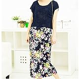 【Ani Mam Kids】授乳服 マタニティ 2ピース ワンピース ボタニカル 花柄 マキシ ロング丈 ネイビー フリーサイズ