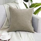 Topfinel クッションカバー リネンっぽい 60x60cm 北欧 おしゃれ 綿麻 無地 ソファ背当て 装飾枕カバー 座布団カバー カーキ １枚入り（全18色）