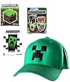 Minecraftグリーンクリーパーflex-fit野球キャップ& 9ステッカーギフトセット