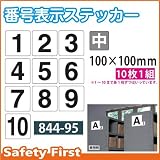 ユニット 番号表示ステッカー 10枚1組 844-95 数字:中 1~10 各1枚
