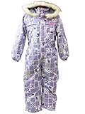 【3556960 女の子 キッズ 子供 サイズ調整機能付き チェック柄中綿ジャンプスーツ はっすい加工 100 110 120 130】3ラベンダー 100