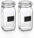 Bormioli Rocco : " Lavagna (黒板) Jars」、「Fido "ライン* 3.17 Pint ( 1500ml )容量2パック* [ Italian Import ]