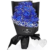 YOBANSA 枯れない花 花束　ソープ　フラワー プレゼント ギフト フレグランス ギフトボックス付　お祝い　記念日　お見舞い　バレンタインデー　ホワイトデー　父の日 (青)