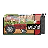 Welcome Patriotic Barn andファームトラクター22 x 18標準サイズメールボックスカバー