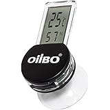 OIIBO 爬虫類温度計 デジタル温度湿度計 爬虫類・両生類用 電子温度計湿度計 半透明 液晶 吸盤 デジタル サーモメーター 温湿度計 (黒)