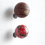 Wall Mount Ball Holder - Wall Mountable Multi-Function Sports Ball Holder & Display Rack - Black Met