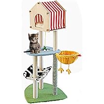 Amazon | AIRNIPP キャットタワー 低い ハンモック 付き 3段 猫