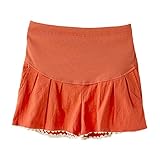 【SEBLES】マタニティ 妊婦 妊婦服 ファッション ショートパンツ 夏 初夏 半ズボン 無地 コットンリネン 綿麻 ポケット(オレンジ,XL)