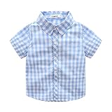 Cutelove 子供服 Tシャツ 半袖 グリッド 男の子 ボーイズ 夏 Tシャツ＋ショートパンツ 上下セット キッズ 可愛い 綿 ファッション 柔らか おしゃれ セットアップ