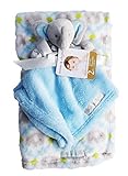 Blankets & Beyond Grey Elephant w/ Big Blue Ears 2 Piece Blanket Gift Set Baby Blanket & Security Bl