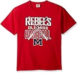 NCAAミシシッピOld Miss Rebels Baseball Bats半袖快適カラーTシャツ, Large , Red