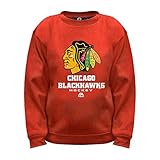NHL Chicago Blackhawks長袖フリースクルーネックトップ、スモール、レッド