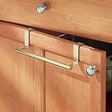 mDesign Over-the-Cabinet Kitchen Dish Towel Bar Holder - 9", Pearl Gold [並行輸入品]