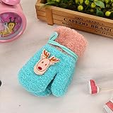 Zilimotgly 手袋 子供用 ベビー クリスマス ワピチ グローブ 紐付き ミトン型 厚手 保温 防寒 3-6歳 かわいい 雪遊び おでかけ 通園 男の子 女の子 いニットグローブ秋冬 6色 (