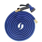 SoLed 50 Feet Expanding Heavy Duty Expandable Strongest Garden Water Hose with Shut Off Valve Solid 