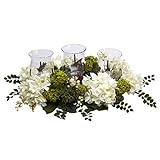 Nearly Natural 4806 Snowball Hydrangea Triple Candelabrum Color White Christmas Decoration [並行輸入品]