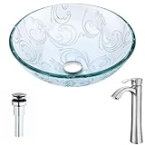 Vienoシリーズクリスタルクリア花のハーモニーでdeco-glass容器シンク蛇口でつや消しニッケル