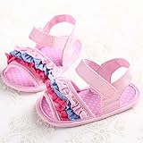 Lutents サンダル　シューズ　ベビー 赤ちゃん 子供　歩行靴 真夏靴　出産祝いギフト　マジックテープ 柔らかい　可愛い おしゃれ (13cm（12-18月）, ピンク)