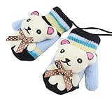 かわいいニットベビーグローブ子供暖かい冬の手袋ベアブラック