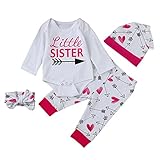 (プタス)Putars ベビー服 子供服 ロンパース 上下セット 女の子 長袖 LITTLE SISTER帽子付き 可愛い 秋 冬 新生児 歩行服 出産お祝い 記念日 プレゼント 0-24ヶ月