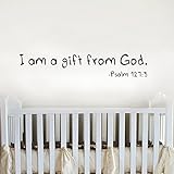 I am a gift from God - Baby Nursery Scripture Vinyl Lettering Wall Words Decal Bible Verse (Black, L
