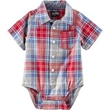 OSHKOSH(オシュコシュ) プラッドボタンフロントボディスーツ プラッド ロンパース半袖 18ヶ月【並行輸入】