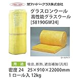 【旭ファイバーグラス】ｸﾞﾗｽﾛﾝｳｰﾙ ﾛｰﾙﾀｲﾌﾟ 密度24（kg/m3）1ロール入 12kg 25×910×22000mm[58190GW24]