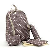 Large Capacity Backpack Diaper Bag Travel Bags Dots, Khaki by Baby Lovess