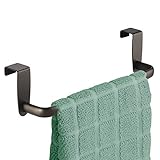 mDesign Over-the-Cabinet Kitchen Dish Towel Bar Holder - 9", Bronze [並行輸入品]