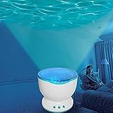 niceeshop ( TM ) Ocean Waveナイトライトプロジェクタと音楽プレーヤーキッズ用、USB /電池式ブルーsootheringのLED夜ランプ子(ブルー&ホワイト)