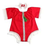 sloweraベビー女の子2個セットコットン服レトロRomper withヘアバンド M:12-24 Months レッド 4328178006