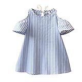 MyMei ワンピース ドレス スカート 子供服 ガールズウェア 通学 カジュアル 春夏ウェア 半袖 ゆったり 伸縮性 通気性 吸汗 (140, ライトブルー)
