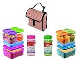 Rubbermaid Lunch Blox Kids Sandwich Kits - 1 Orange/Blue Kit; 1 Pink/Purple Kit; 1 Bottle Set Pink/G
