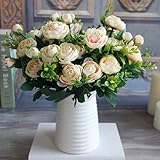 Kingsie 造花 花束 インテリア アートフラワー ぼたん 枯れない 母の日 プレゼント ギフト 結婚式 1束6個花セット (ピンク)