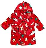 6-12 months - Baby Boys Girls Soft Red Multicoloured Christmas Dressing Gown by BABY TOWN