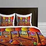 DENY Designs Renie Britenbucher Kids Raking Leaves Duvet Cover, King [並行輸入品]