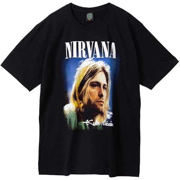 ONE T-SHIRT 黒 カートコバーン1、ユニセックスフィットTシャツ KURT COBAIN NIRVANA Tシャツ カート・コバーン ニルヴァーナ ユニ