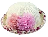 女の子サンハットプリンセスハット通気性ハットサマービーチハット[E]