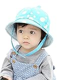 【SEBLES】ベビー 赤ちゃん 帽子 ハット サファリハット とんがり あご紐 子ども 子供 日差し UV プリント コットン 綿 ドット ロゴ 春 夏 秋 ユニセックス 男の子 女の子(ライトブル