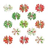 AWHAO クリスマス用 ヘアアクセサリー クリスマス 子供 髪飾り 髪留め　リボン　　蝶結び 祝いギフト　　誕生日プレゼント　　三五七　お宮祭り 　結婚式 女の子　ヘアクリップ 12点セット
