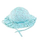LeafIn ベビーハット 赤ちゃん 帽子 つば広 綿製 女の子 キッズキャップ サンバイザー 紫外線対策 日除け UVカット (S(頭囲：48CM), 小花 グリーン)
