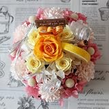 【プリザーブドフラワーギフト】枯れない魔法のお花のフラワーケーキ・ケースイン♪ パッションレモン Lサイズ 誕生日プレゼント 記念日 お祝い 結婚祝いプレゼント