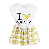 (プタス)Putars ベイビー服 子供服 Tシャツ 上下セット 女の子 スカート 半袖 スイカ柄 I LOVE SUMMER 可愛い オシャレ 通園 発表会 旅行 記念日 プレゼント 3-7歳