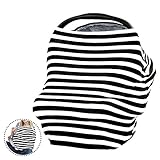 Happyyoo　多機能看護タオル ベビーカー カバー　UVカバー　シートクッション　ベビーキャリッジ　日除け　シェード布　カートカバー 装飾的なスカーフ お母さん (ブラック＋ホワイト)